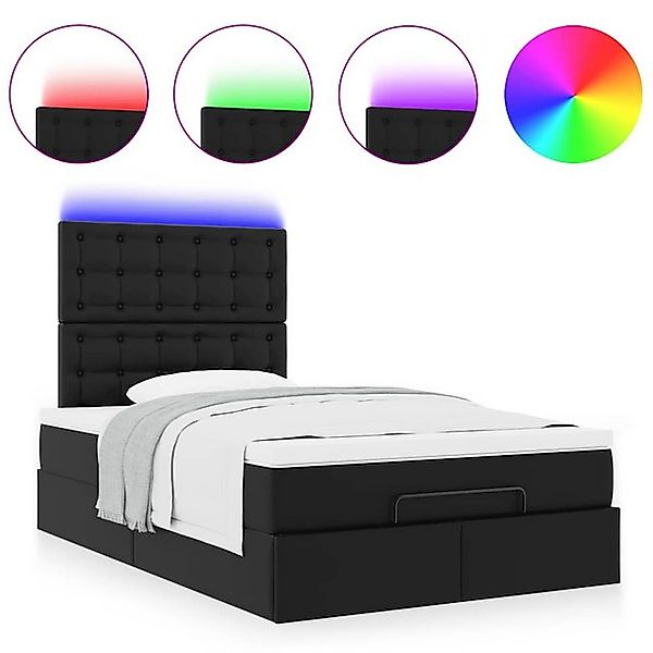 vidaXL Bett Ottoman-Bett mit Matratze & LEDs Schwarz 120x190 cm Kunstleder günstig online kaufen