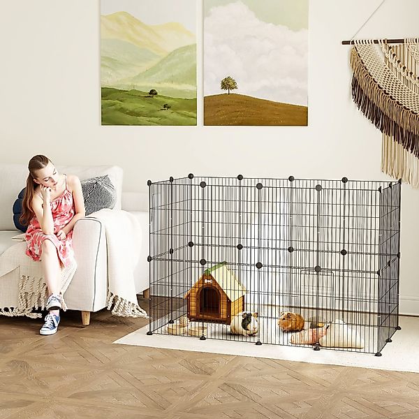 PawHut Freigehege für Kaninchen, Kleintiergehege Freilaufgehege, Meerschwei günstig online kaufen