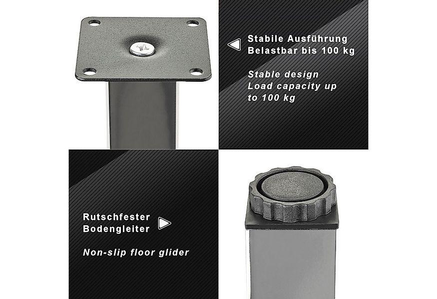 SO-TECH® Möbelfuß ZULU 38 x 38 mm 100 - 150 mm, belastbar bis 100 kg pro Fu günstig online kaufen