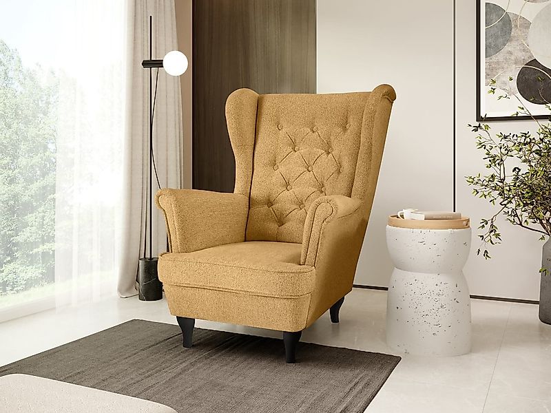 Beautysofa Ohrensessel Sessel FALCO Chesterfield Wohnzimmersessel günstig online kaufen