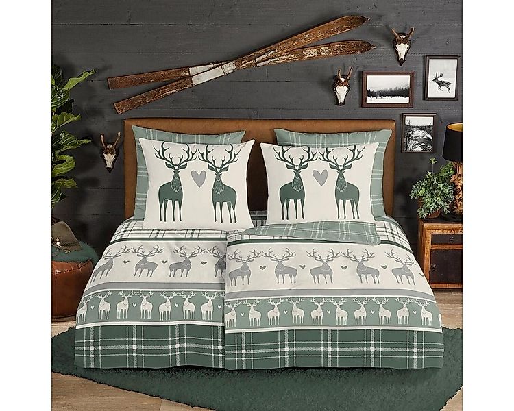 TRAUMSCHLAF Bettwäsche Hirsche, Flanell, 2 teilig, herrlich weich und warm günstig online kaufen