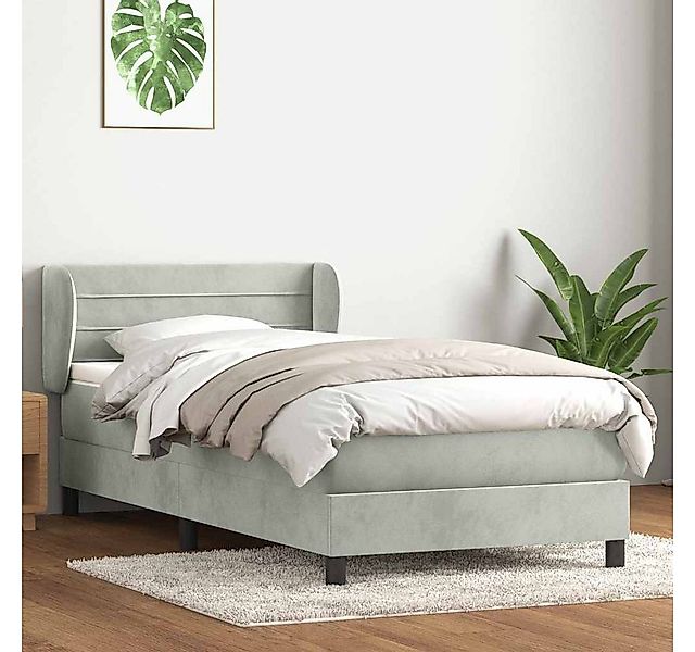 vidaXL Boxspringbett, Boxspringbett mit Matratze Hellgrau 80x210 cm Samt günstig online kaufen