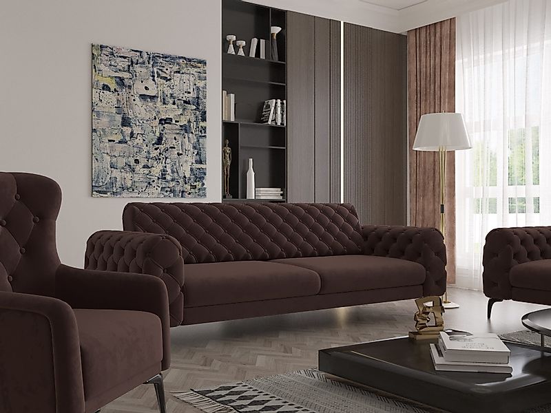 Möbeldreams Chesterfield-Sofa Sofa-Set Arizona Chesterfield Schlaffunktion günstig online kaufen