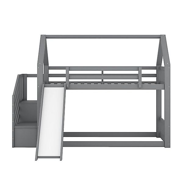 MODFU Bett Holzbett Kinderbett Hausbett Gästebett (mit Stauraumtreppe und R günstig online kaufen