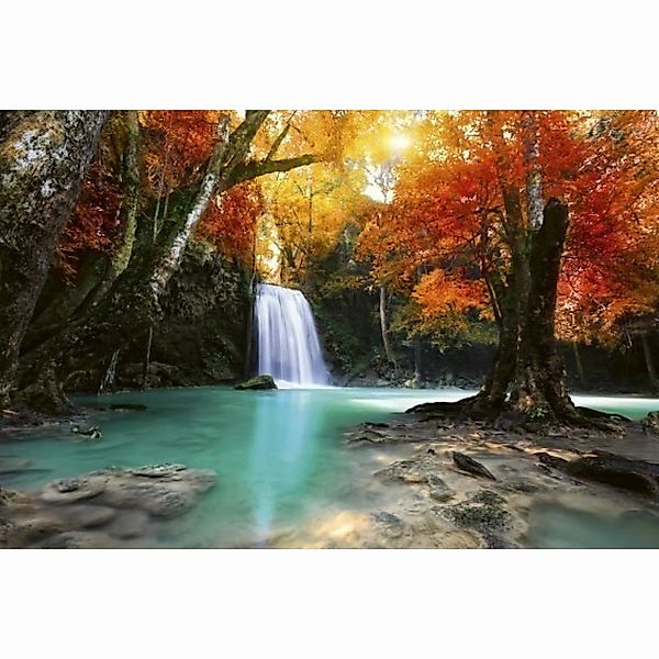 Fototapete DEEP FOREST WATERFALL  | MS-5-0083 | Orange | Digitaldruck auf V günstig online kaufen