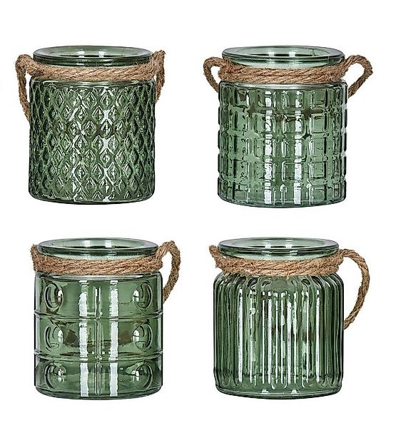 Levandeo® Teelichthalter, 4er Set Windlicht Glas Grün Khaki H10cm Teelichth günstig online kaufen