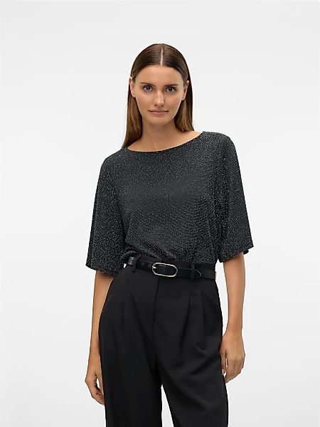 Vero Moda Rundhalsshirt "VMKANVA 2/4 GLITTER TOP JRS" mit Glitzereffekt günstig online kaufen