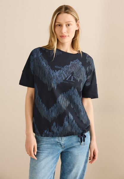 Cecil Print-Shirt mit Tunnelzug am Saum günstig online kaufen