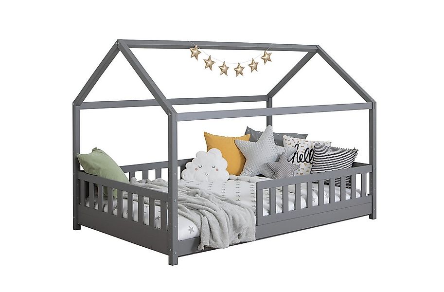 Ticaa Hausbett Kay mit Rausfallschutz aus Kiefer, Kinderbett 90x200, inkl. günstig online kaufen