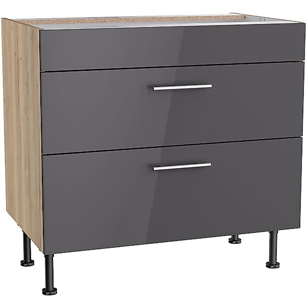 Optifit Küchen-Unterschrank mit 2 Auszügen Jonte984 60 cm Anthrazit-Wildeic günstig online kaufen