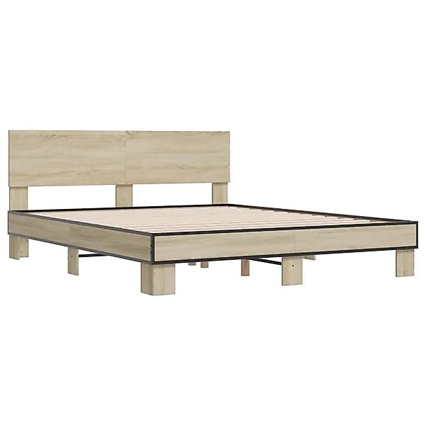 vidaXL Bettgestell Sonoma-Eiche 160x200 cm Holzwerkstoff und Metall 3280183 günstig online kaufen