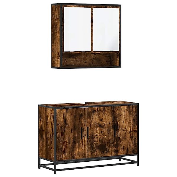 vidaXL 2-Tlg Badmöbel-Set Räuchereiche Holzwerkstoff 3300922 günstig online kaufen