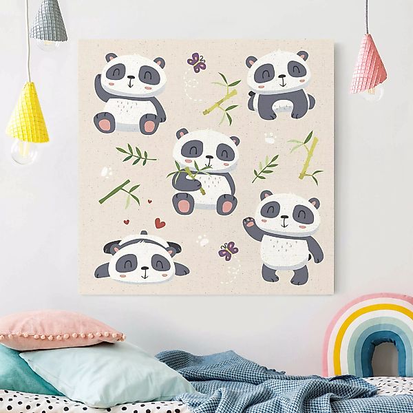 Leinwandbild auf Naturcanvas Kuschelige Pandas günstig online kaufen