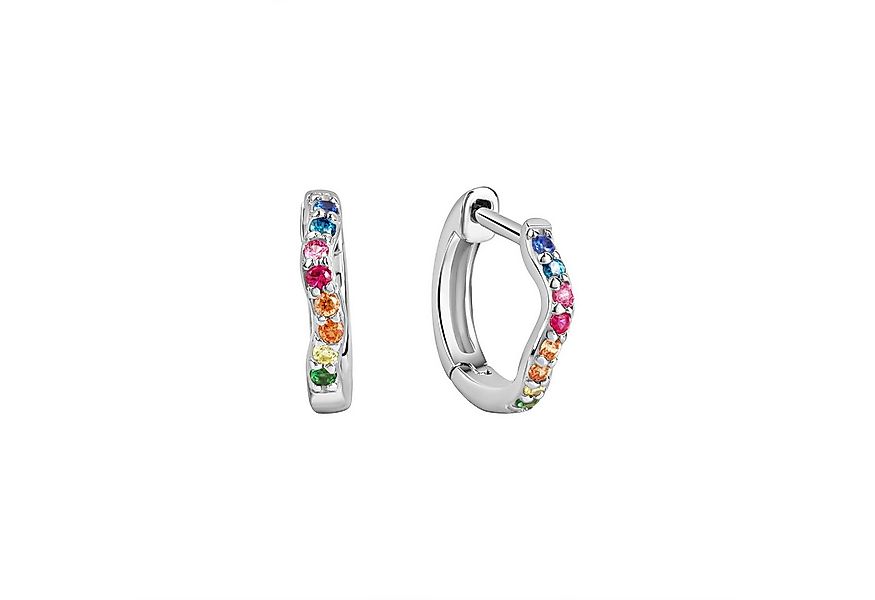 Vivance Paar Creolen 925 Sterling Silber rhodiniert bunte Zirkonia günstig online kaufen