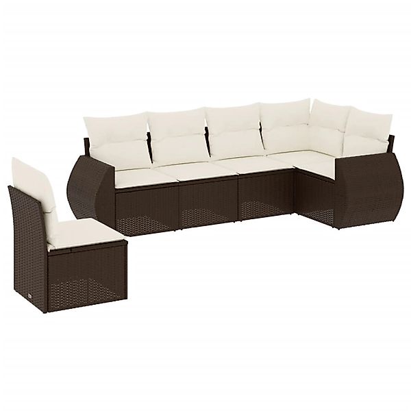 vidaXL 6-Tlg Garten-Sofagarnitur mit Kissen Braun Poly Rattan 3221432 günstig online kaufen