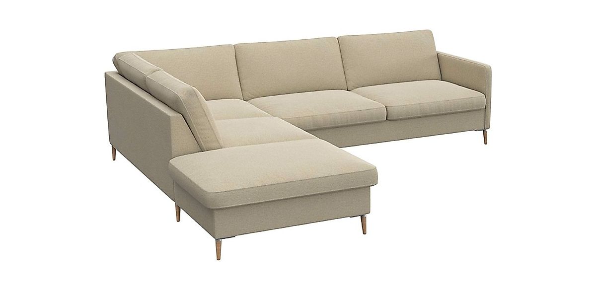 FLEXLUX Ecksofa »Fiore, L-Form«, schmale Armlehnen, Kaltschaum, Füße Alu+ E günstig online kaufen