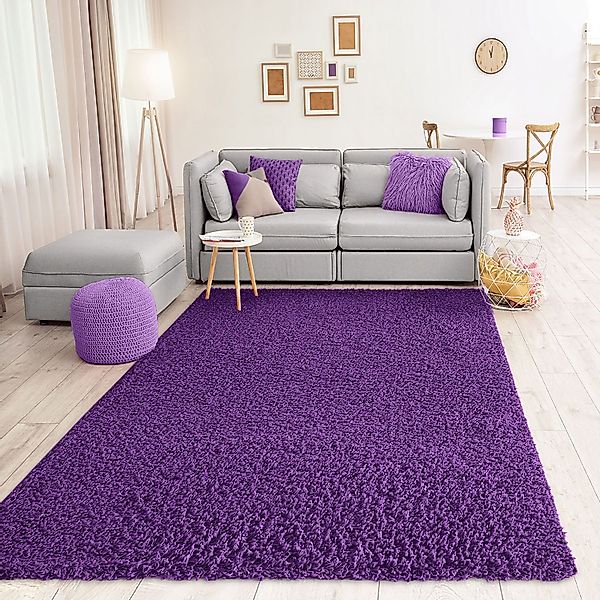 Vimoda Hochflor-Teppich Prime Shaggy Hochflor Lila günstig online kaufen