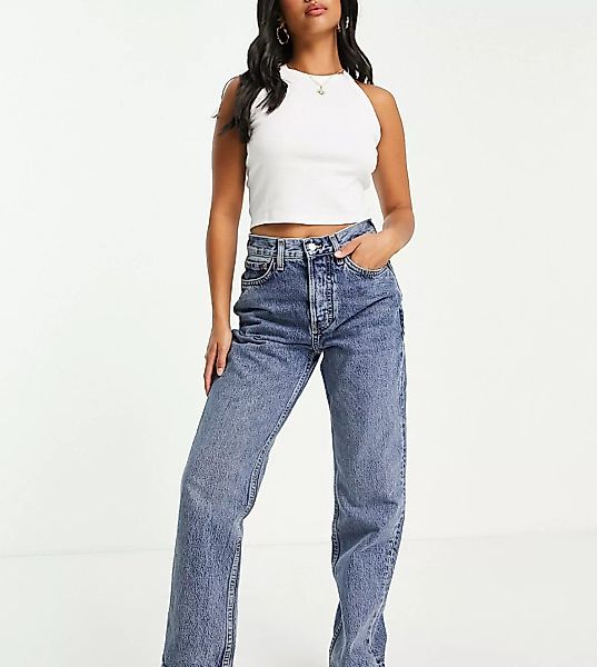 Topshop Petite – Dad-Jeans aus Bio-Baumwolle in Mittelblau günstig online kaufen