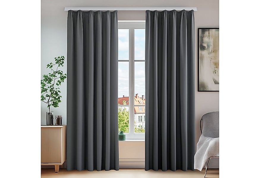 Deconovo Verdunkelungsvorhang Gardinen mit Kräuselband Vorhänge Wohnzimmer günstig online kaufen
