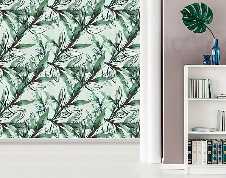 queence Vinyltapete »Jara«, bedruckt-Motiv-botanisch-floral-gemustert-natür günstig online kaufen