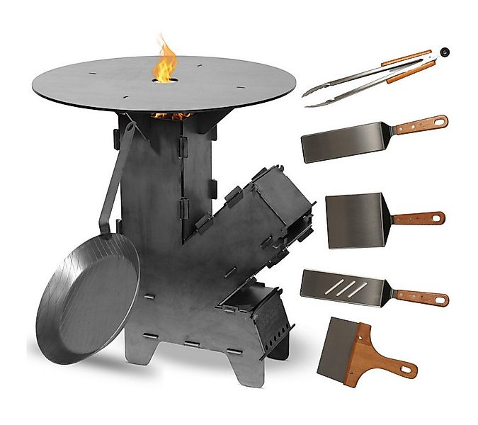 Czaja Feuerschale Czaja® Raketenofen inkl. Grillplatte, Eisen Bratpfanne & günstig online kaufen