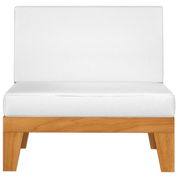 Modular-mittelsofa Mit Cremeweißen Kissen Akazie Massivholz günstig online kaufen