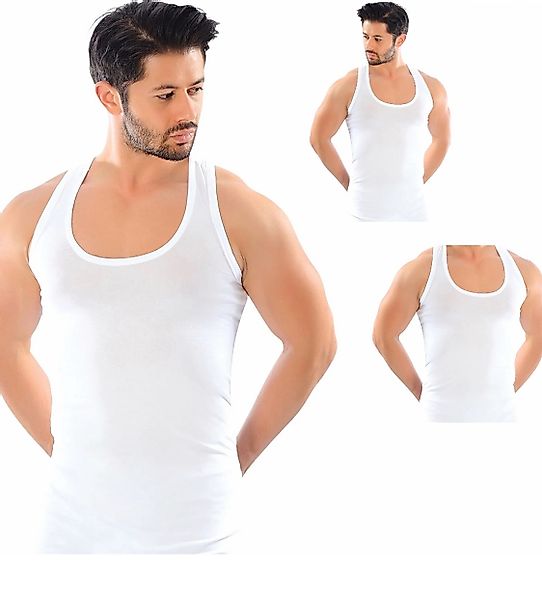DDOnlineShop Unterhemd Tank-Top Achselshirt Herren Weiß-Schwarz günstig online kaufen