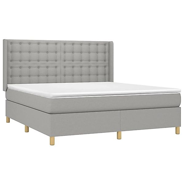 vidaXL Boxspringbett mit Matratze & LED Hellgrau 180x200 cm Stoff 3139213 günstig online kaufen