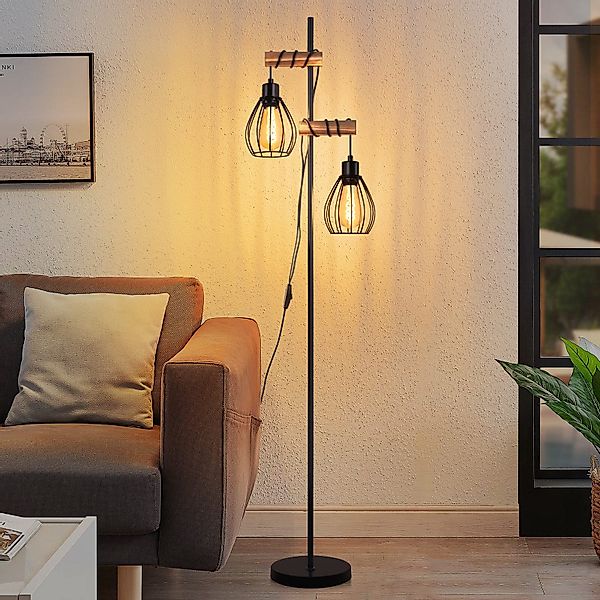 Nettlife Stehlampe Holz Vintage Wohnzimmer E27 günstig online kaufen