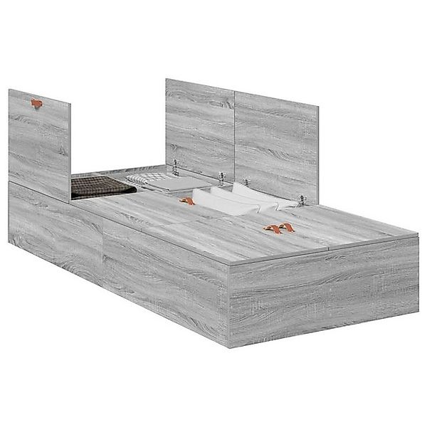 vidaXL Bett Bettgestell mit Stauraum Grau Sonoma 75x190 cm (1-tlg) günstig online kaufen