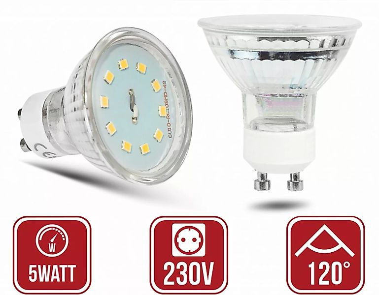 GU10 5Watt LED Leuchtmittel Glas 120° günstig online kaufen