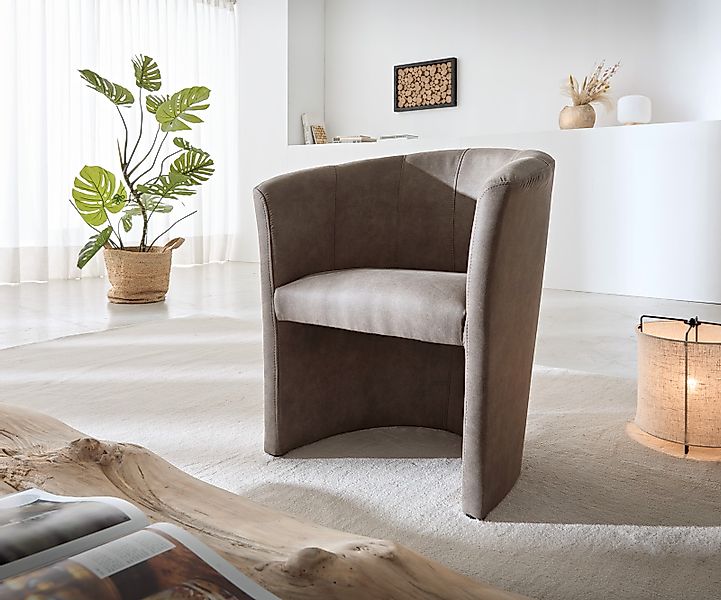 Cocktailsessel Pieder Vintage Taupe gepolstert Vintage Optik günstig online kaufen