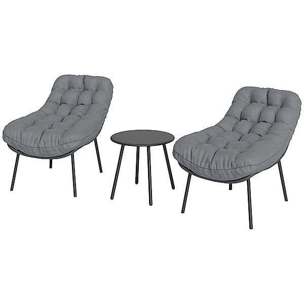 Outsunny Gartenmöbel-Set im Freien aus Polyrattan 2 Personen mit 15 cm dick günstig online kaufen