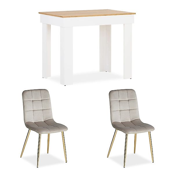Homestyle4u Essgruppe 3-tlg mit 2 Stühlen in Weiß 2756 günstig online kaufen