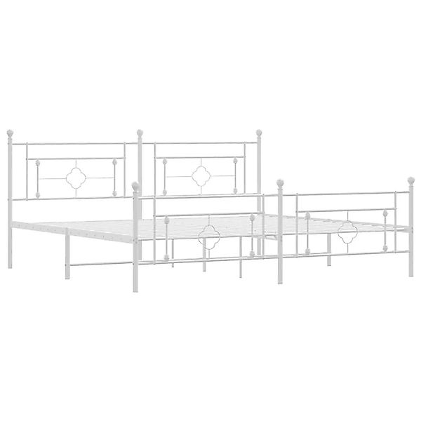 vidaXL Bettgestell mit Kopf- und Fußteil Metall Weiß 193x203 cm 374412 günstig online kaufen