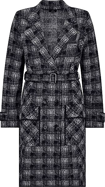 Monari Outdoorjacke Strickmantel mit Karomuster schwarz günstig online kaufen