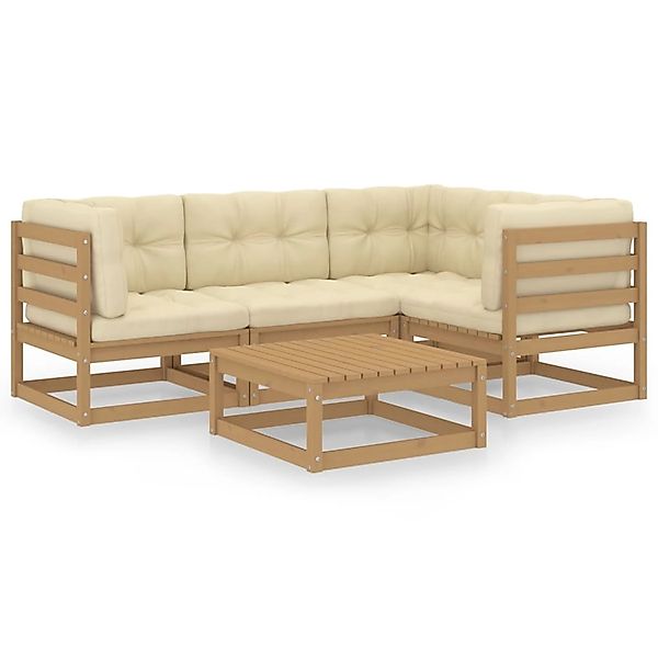 vidaXL 5-tlg Garten-Lounge-Set mit Kissen Kiefer Massivholz Modell 41 günstig online kaufen