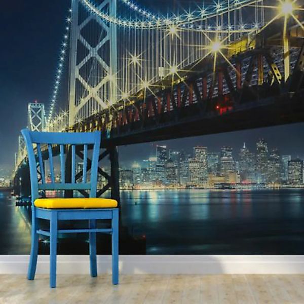 artgeist Fototapete Bay Bridge bei Nacht mehrfarbig Gr. 400 x 309 günstig online kaufen