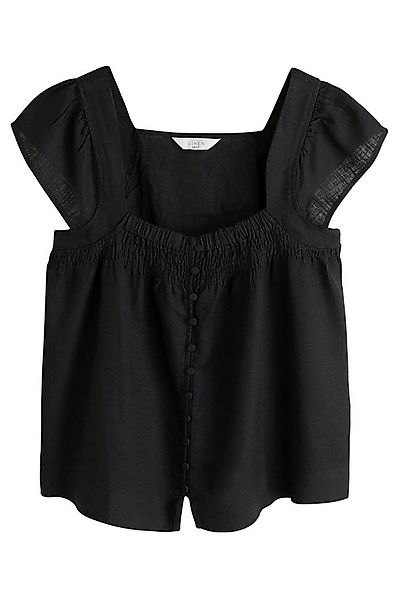 Next Kurzarmbluse Geknöpftes Oberteil mit Flatterärmeln und Leinen (1-tlg) günstig online kaufen