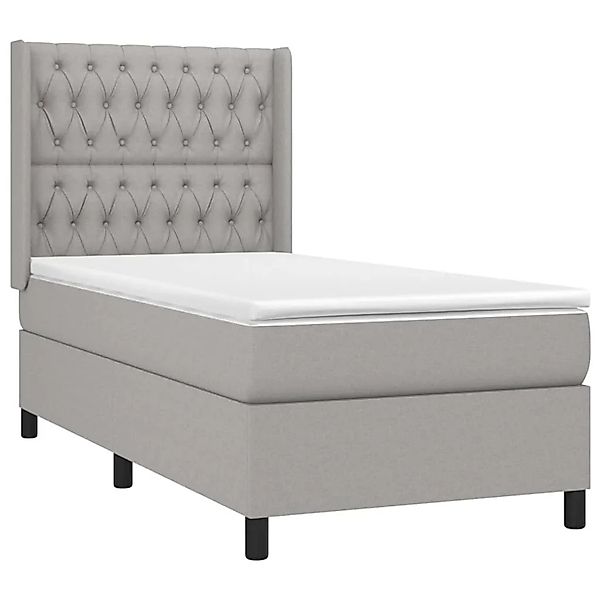 vidaXL Boxspringbett mit Matratze & LED Hellgrau 90x190 cm Stoff 3138517 günstig online kaufen