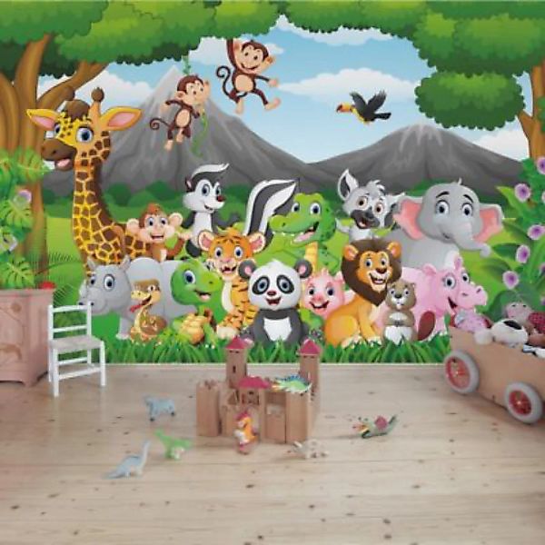 Bilderwelten Kindertapete Wilde Dschungeltiere creme Gr. 384 x 255 günstig online kaufen
