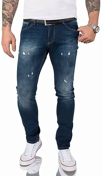Gelverie Slim-fit-Jeans Herren Jeans Stonewashed Dunkelblau G-202 günstig online kaufen
