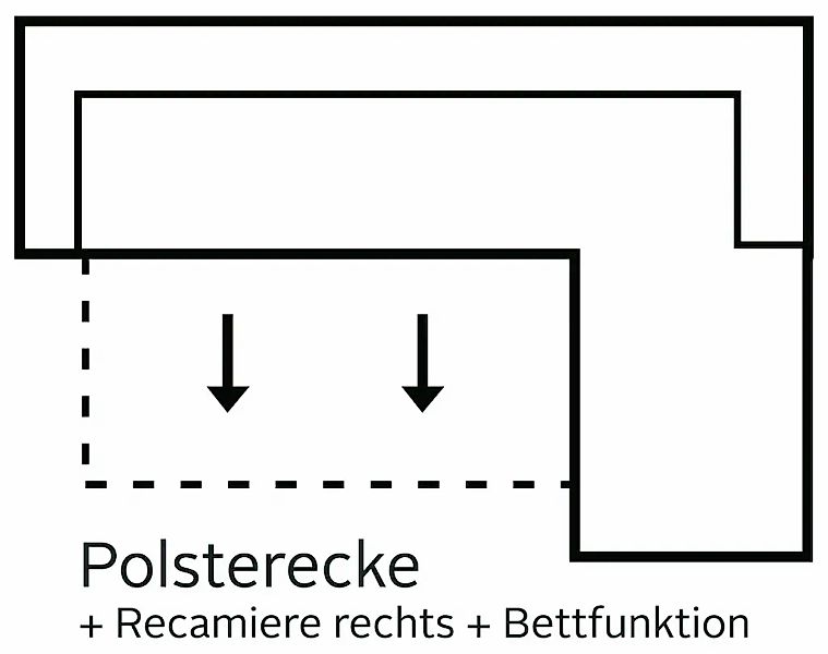 INOSIGN Ecksofa »Sapporo L-Form«, wahlweise Bettfunktion oder Sitztiefenver günstig online kaufen
