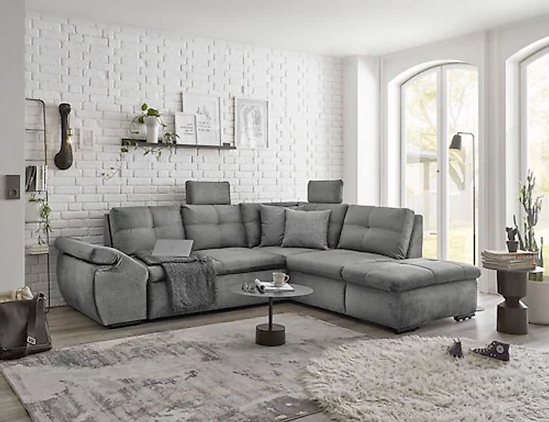 ED EXCITING DESIGN Ecksofa »Alija L-Form«, mit Bettfunktion, Bettkasten, Ar günstig online kaufen