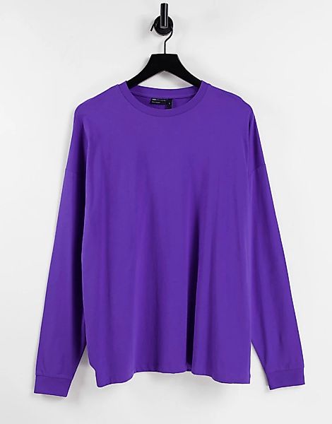 ASOS DESIGN – Langärmliges Oversize-Shirt aus Bio-Material in Lila-Violett günstig online kaufen
