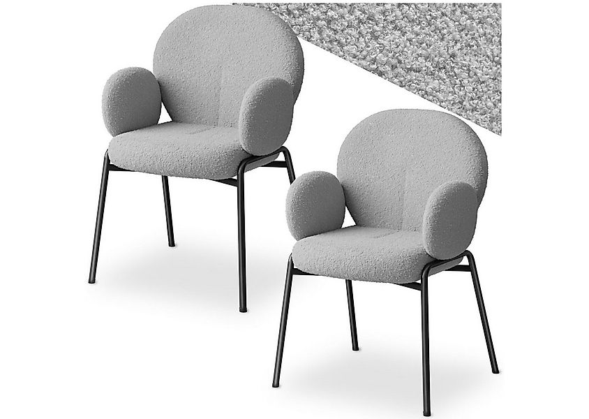tectake Esszimmerstuhl Stuhl Scandi gepolstert, Bouclé-Stoff (Set, 2 St), E günstig online kaufen