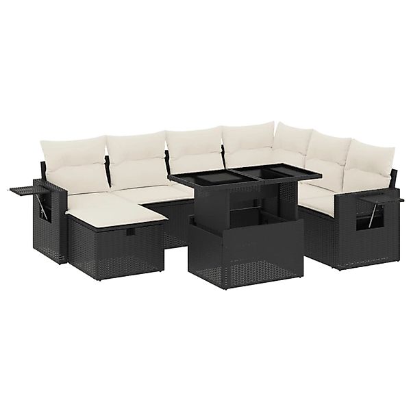 vidaXL 8-Tlg Garten-Sofagarnitur mit Kissen Schwarz Poly Rattan 3274996 günstig online kaufen