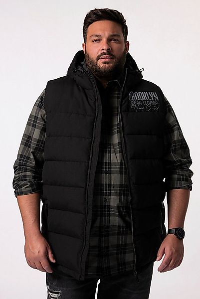 Men Plus Steppweste Steppweste Kapuze Brustprint günstig online kaufen