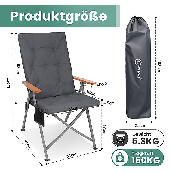 HOMECALL Campingstuhl Faltbar Hochlehner Luxus Klappstuhl günstig online kaufen