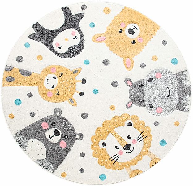 Paco Home Kinderteppich "Fino 331" rund 16 mm Höhe 3D-Design, niedliches Ti günstig online kaufen